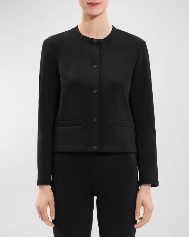 Cropped Tab-Hem Scuba Jacket